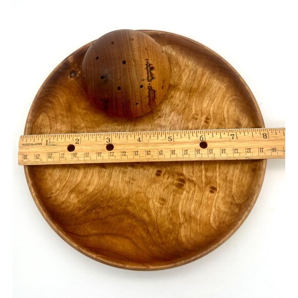 Vintage House of Myrtlewood Appetizer Cheese Serving Tray Toothpick Holder 8"D - Picture 6 of 8